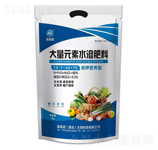 高鉀營養(yǎng)型大量元素水溶肥料13-7-40+TE-嘉美諾