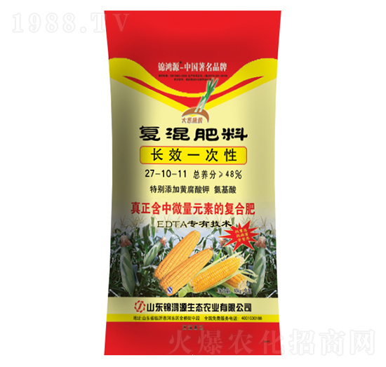 玉米長(zhǎng)效一次性復(fù)混肥料27-10-11-錦鴻源