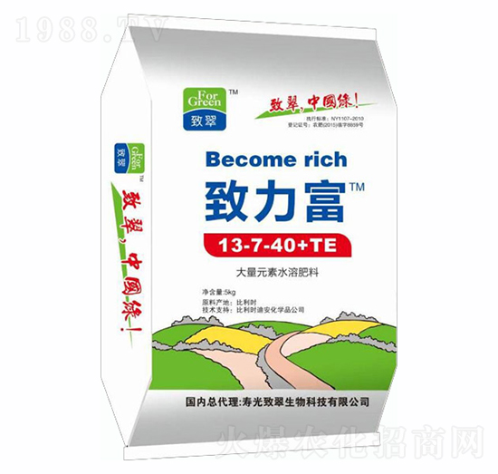 大量元素水溶肥13-7-40+TE-致力富-致翠生物
