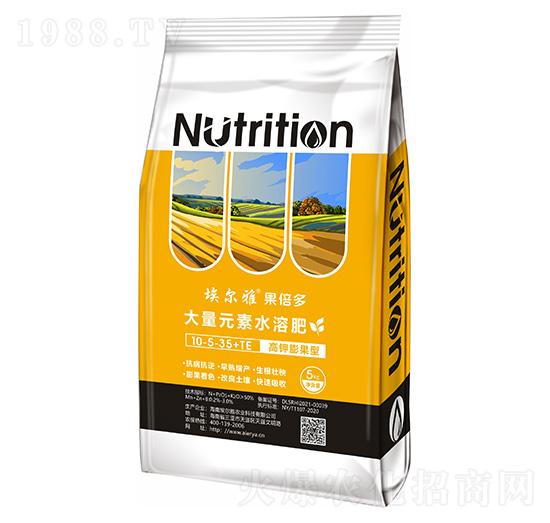 高鉀膨果型大量元素水溶肥50-150-380+TE-果倍多-埃爾雅