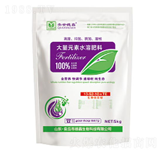 袋裝大量元素水溶肥料10-52-10+TE-德鑫生物