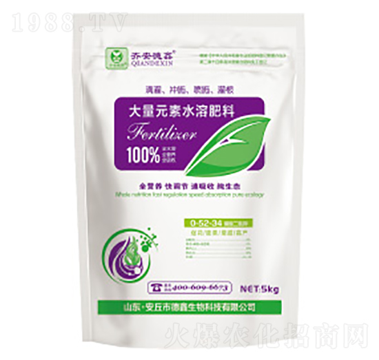袋裝大量元素水溶肥料0-52-34+TE-德鑫生物