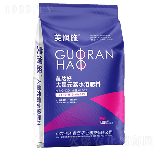 菓然好大量元素水溶肥料12-8-40+TE-芙潤施-中農利合
