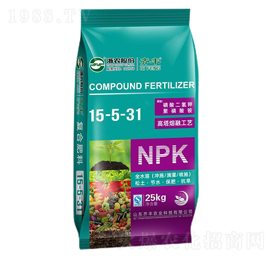 25kg高塔熔融復合肥料15-5-31-捅破天-齊豐農(nóng)業(yè)