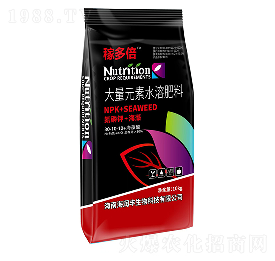 大量元素水溶肥料30-10-10+海藻酸-稼多倍-海潤(rùn)豐